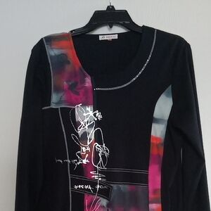 Black and Pink Abstract Women's Top